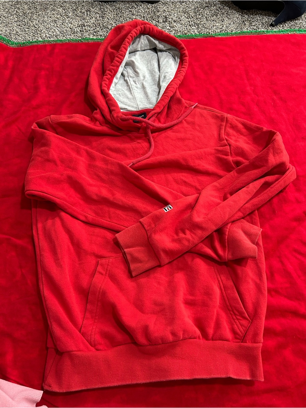 Classic Red Pullover Hoodie with Contrast Lining